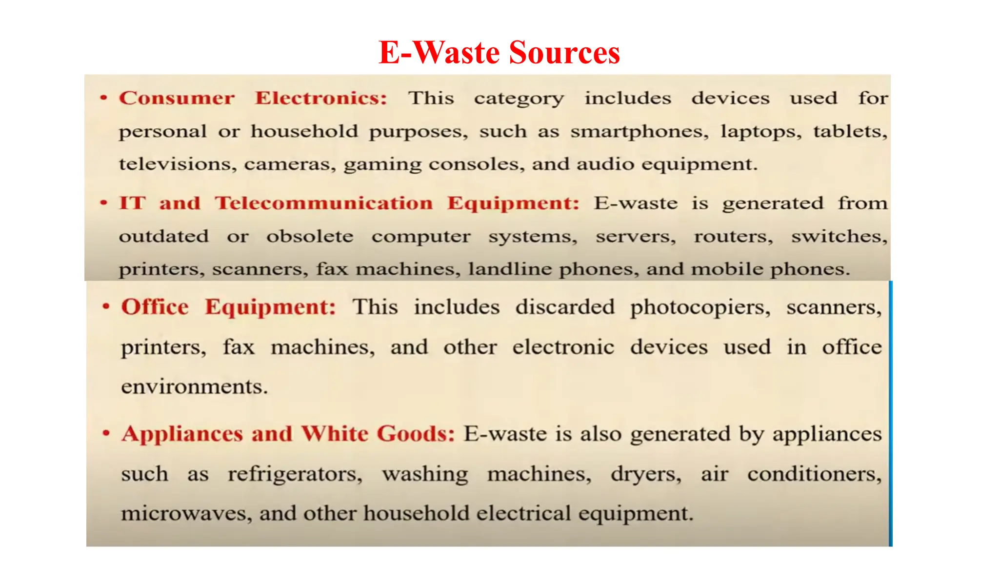 E-Waste Sources
 
