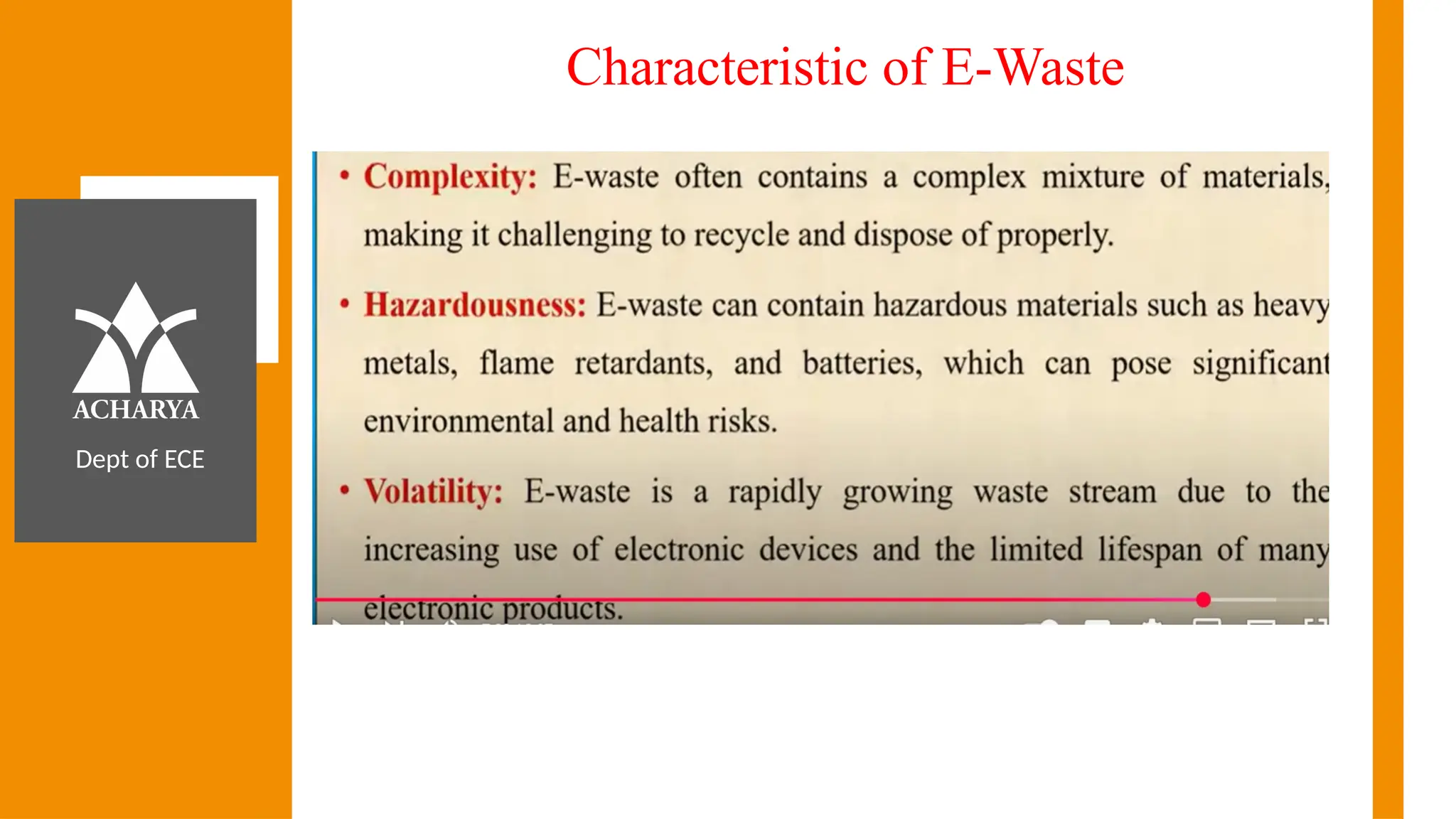 Dept of ECE
Characteristic of E-Waste
 
