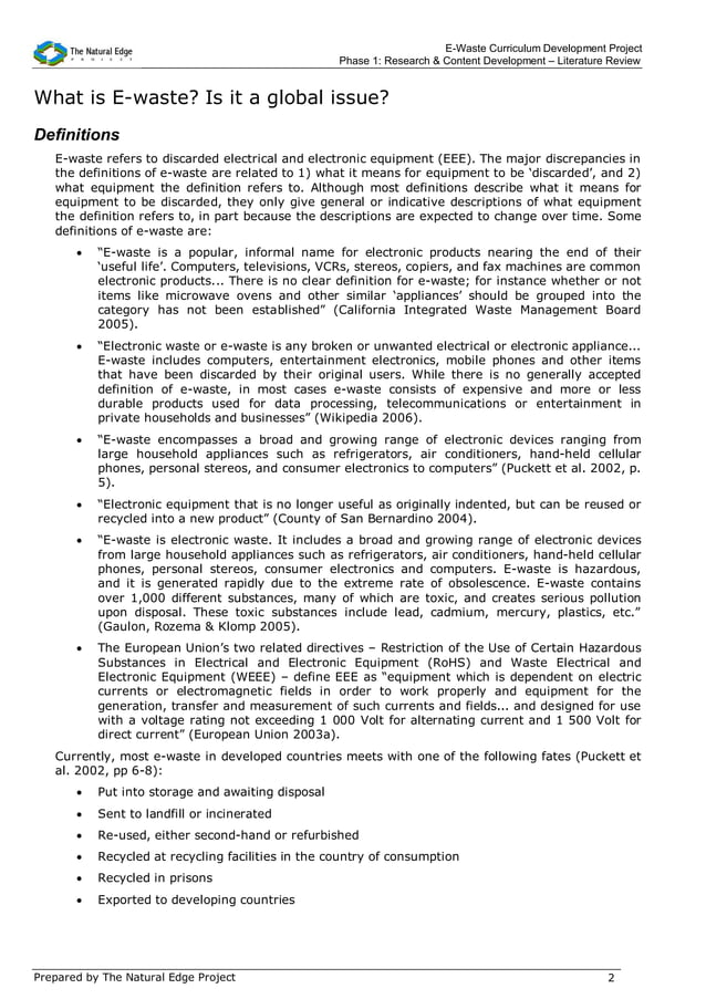 E waste literature review final