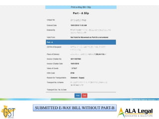 SUBMITTED E-WAY BILL WITHOUT PART-B
 