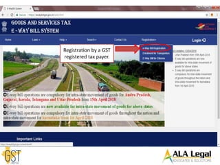 Contd…
Registration by a GST
registered tax payer.
 