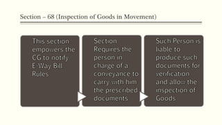 Section – 68 (Inspection of Goods in Movement)
 