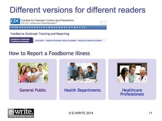Different versions for different readers 
© E-WRITE 2014 11 
 