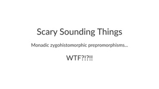 Scary Sounding Things
Monadic zygohistomorphic prepromorphisms...
WTF?!?!!
 