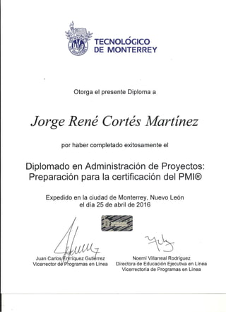 Diploma Diplomado Administracion de Proyectos JRCM F 173 KSA