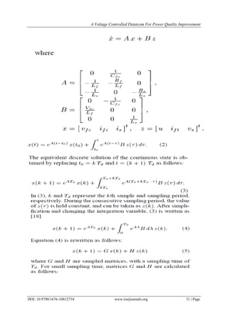 A Voltage Controlled Dstatcom for Power Quality Improvement | PDF