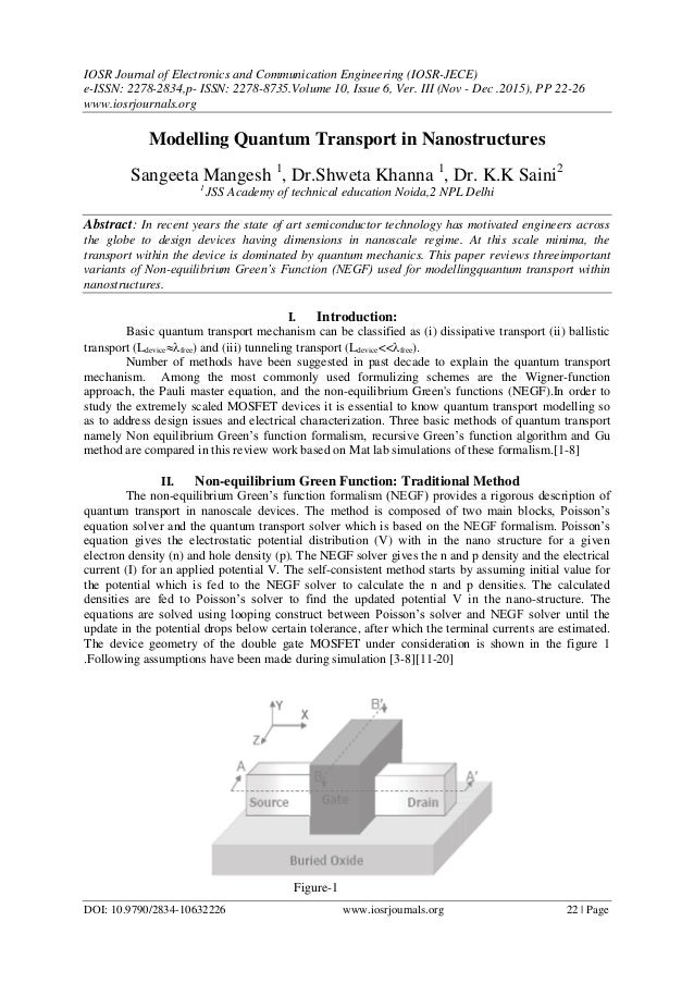 Modelling Quantum Transport In Nanostructures - 