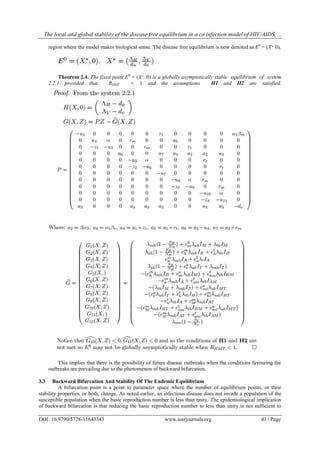 The local and global stability of the disease free equilibrium in a co ...