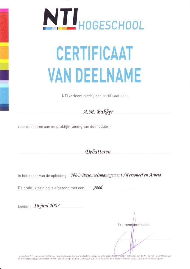 Certificaat deelname module Debatteren