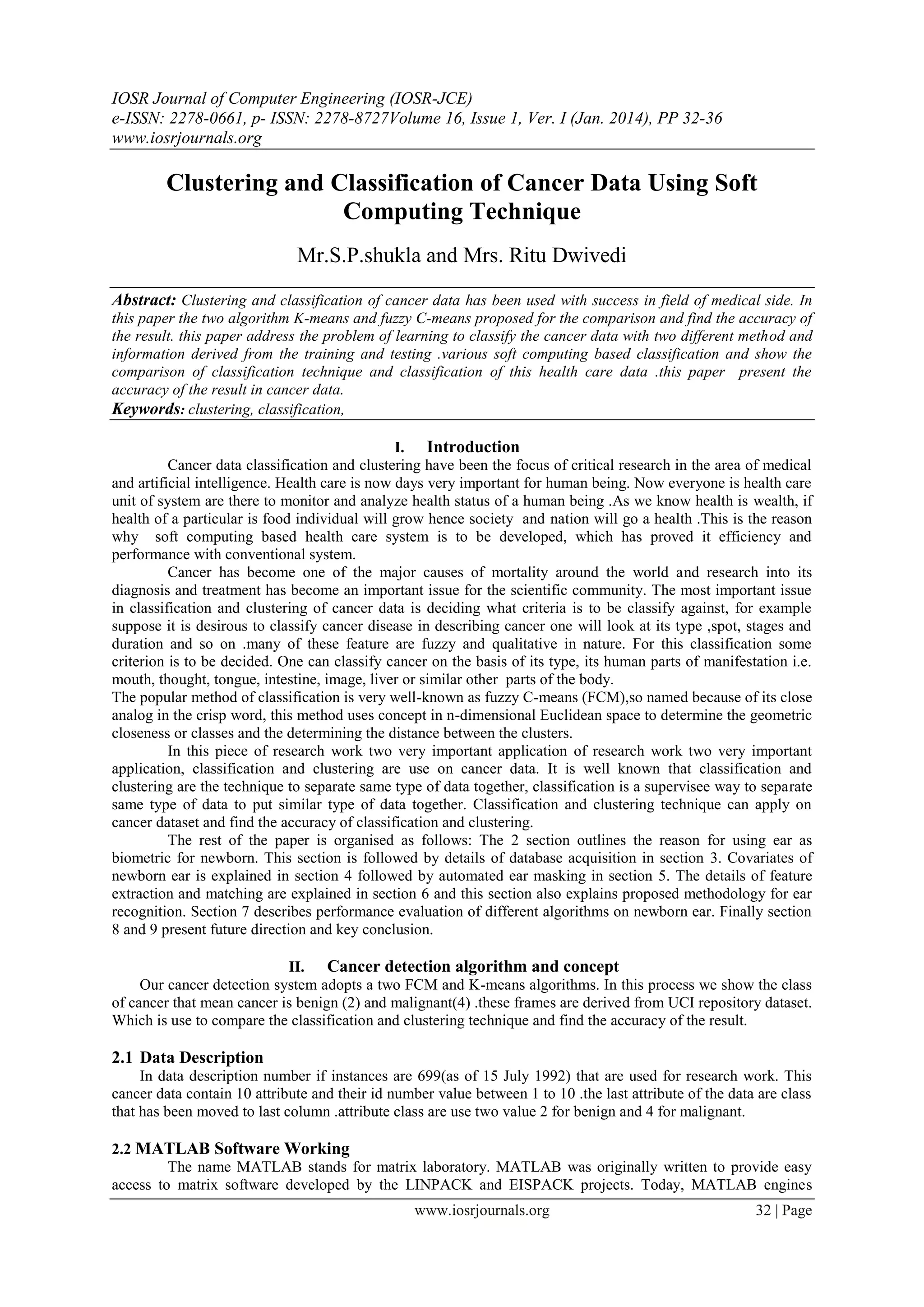 Clustering and Classification of Cancer Data Using Soft Computing ...