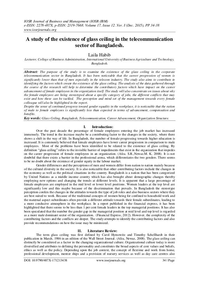 A Study Of The Existence Of Glass Ceiling In The Telecommunication Se