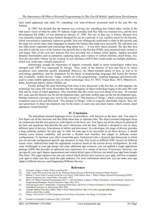 The Importance Of Object-Oriented Programming In This Era Of Mobile Application Development
DOI: 10.9790/0661-17613040 www...