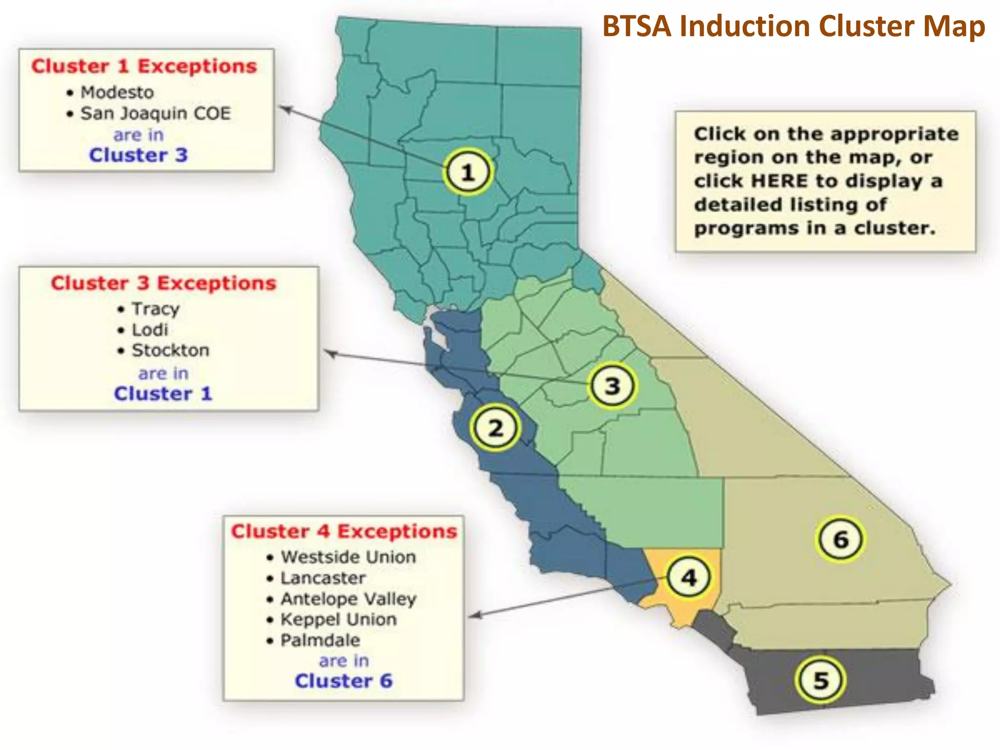 BTSA Induction Cluster Map
 