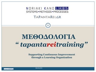 Supporting Continuous Improvement
through a Learning Organization
8
MEΘΟΓΟΛΟΓΙΑ
“ tapantareitraining”
08-05-2016
 