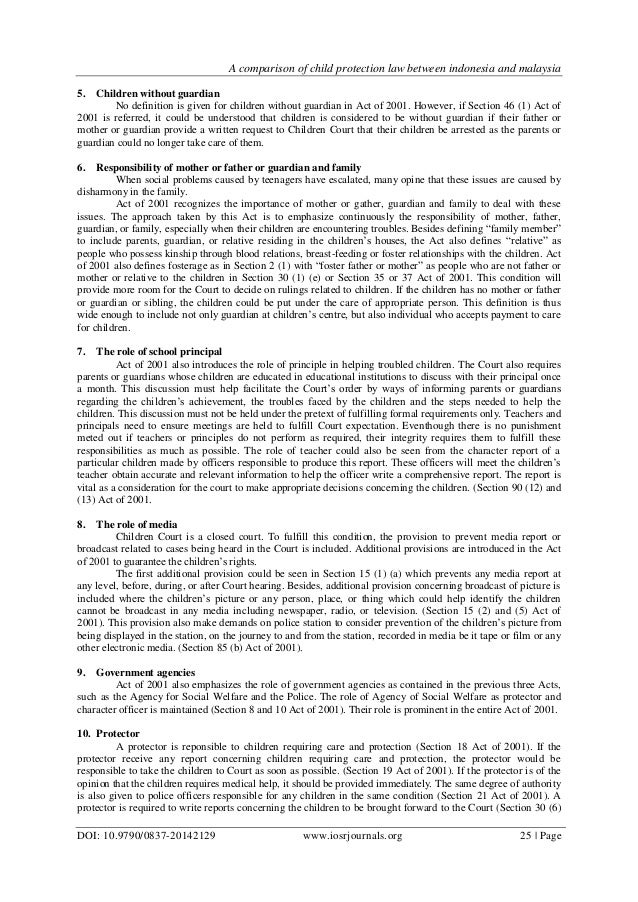 A Comparison of Child Protection Law between Indonesia and Malaysia