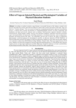 Effect of Yoga on Selected Physical and Physiological Variables of ...