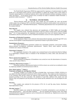 Standardization of Poly Herbal Siddha Medicine Eladhi Chooranam | PDF