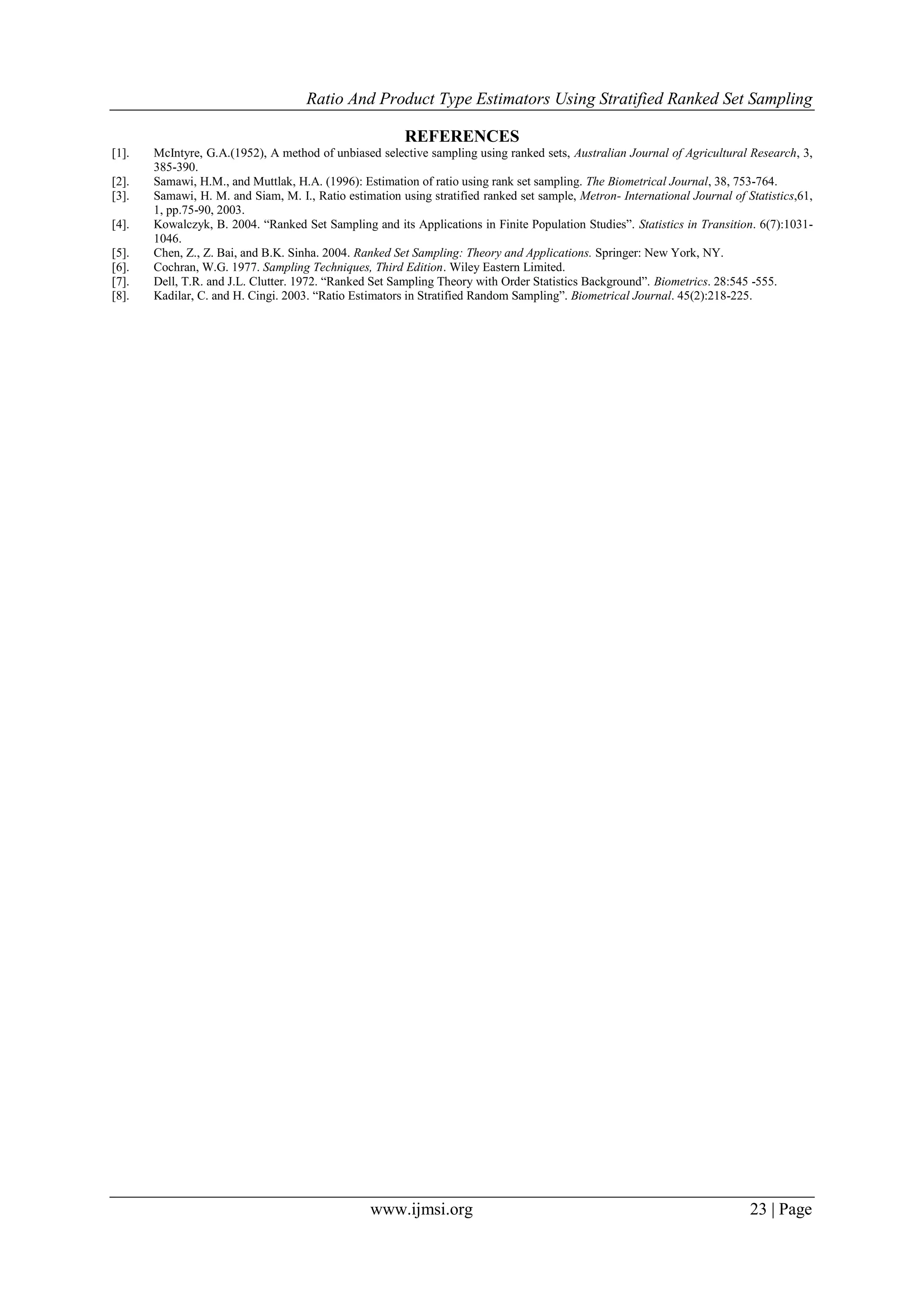 Ratio and Product Type Estimators Using Stratified Ranked Set Sampling ...