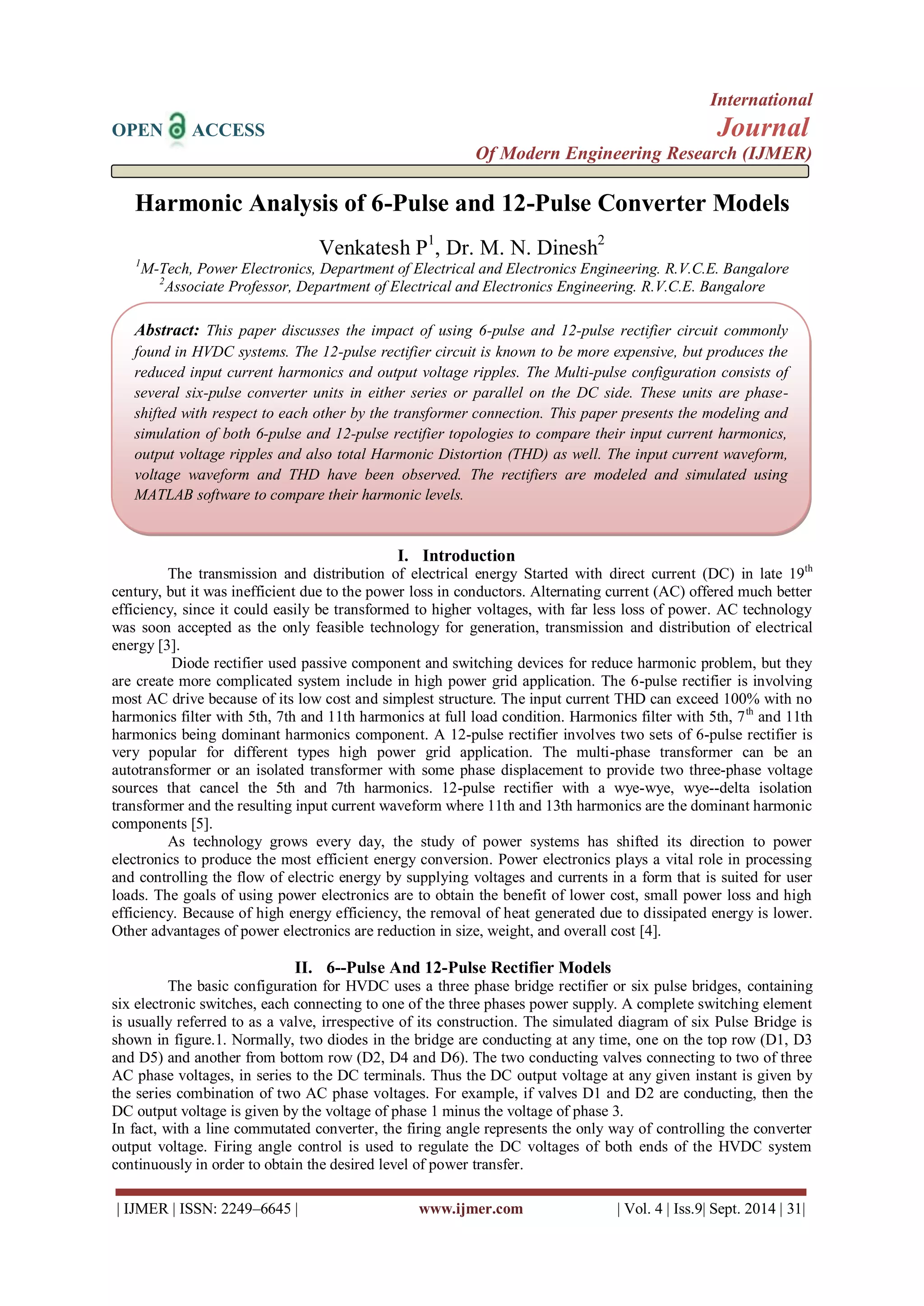 Harmonic Analysis of 6-Pulse and 12-Pulse Converter Models | PDF