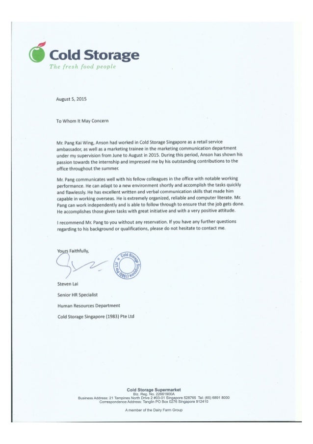 Reference letter_ Cold Storage