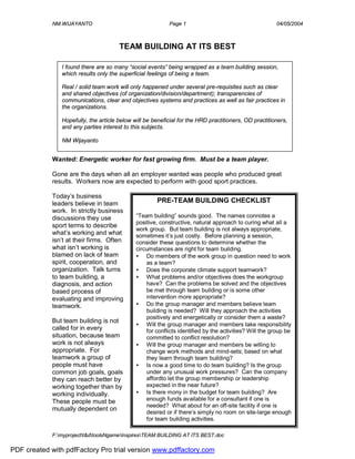 TEAM BUILDING AT ITS BEST | PDF