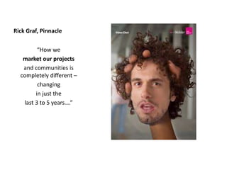 Rick Graf, Pinnacle
“How we
market our projects
and communities is
completely different –
changing
in just the
last 3 to 5 years….”
 