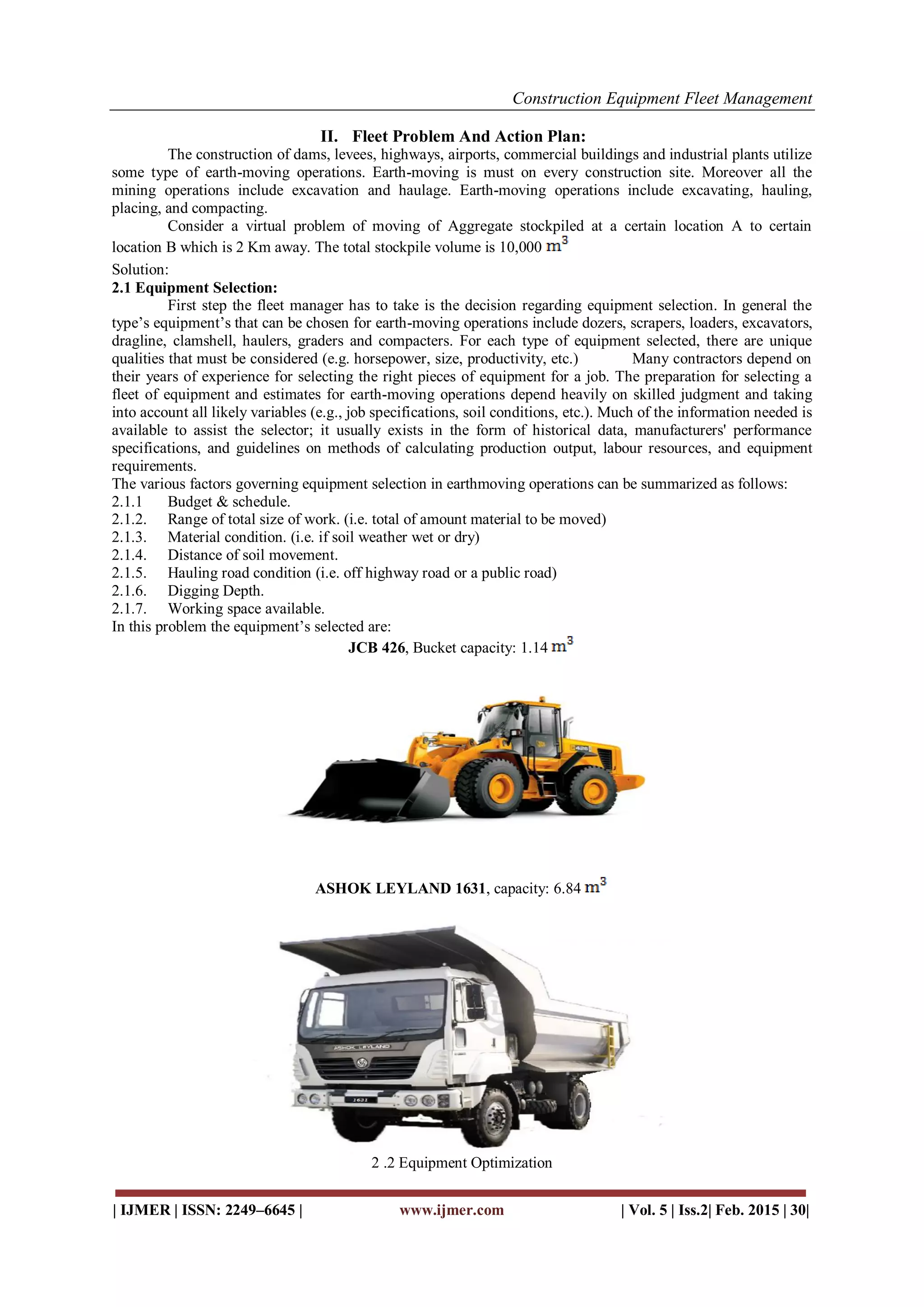 Construction Equipment Fleet Management | PDF