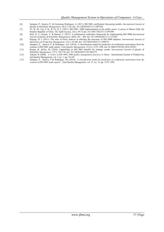 Quality Management System in Operations of Companies: A Case Study of ...
