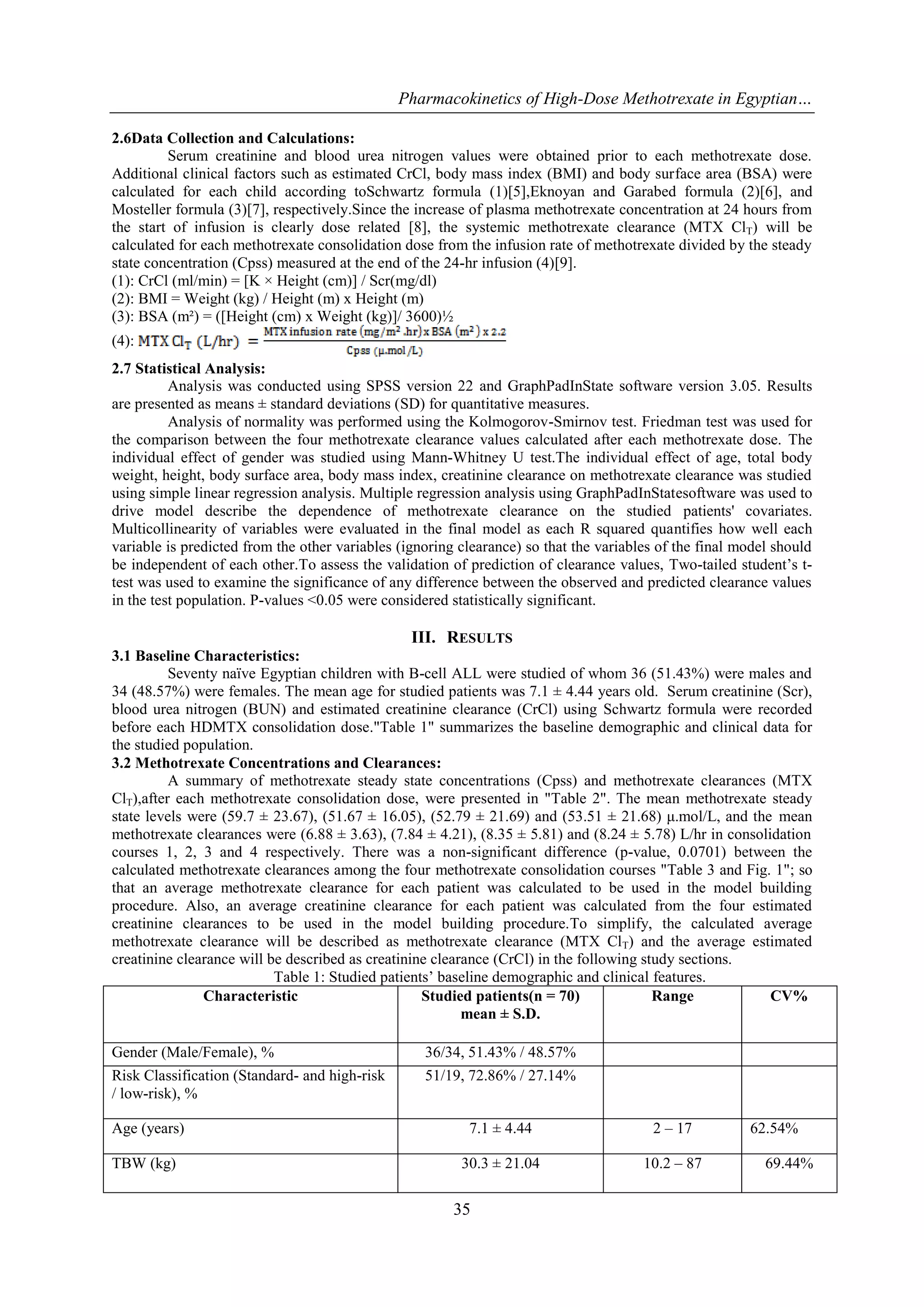 Pharmacokinetics of High-Dose Methotrexate in Egyptian Children with ...