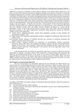 Relevance of Instructional Supervision in the Effective Teaching and ...