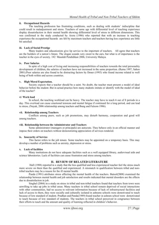 Mental Health of Tribal and Non-Tribal Teachers of Sikkim | PDF