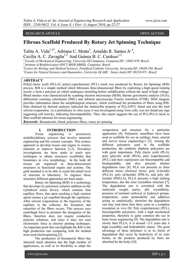Fibrous Scaffold Produced By Rotary Jet Spinning Technique PDF