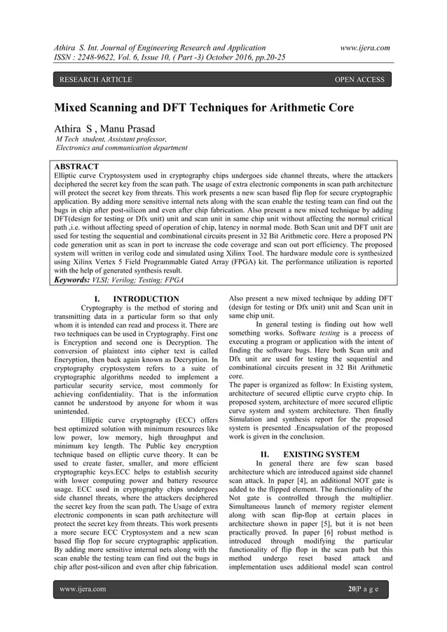 Mixed Scanning and DFT Techniques for Arithmetic Core