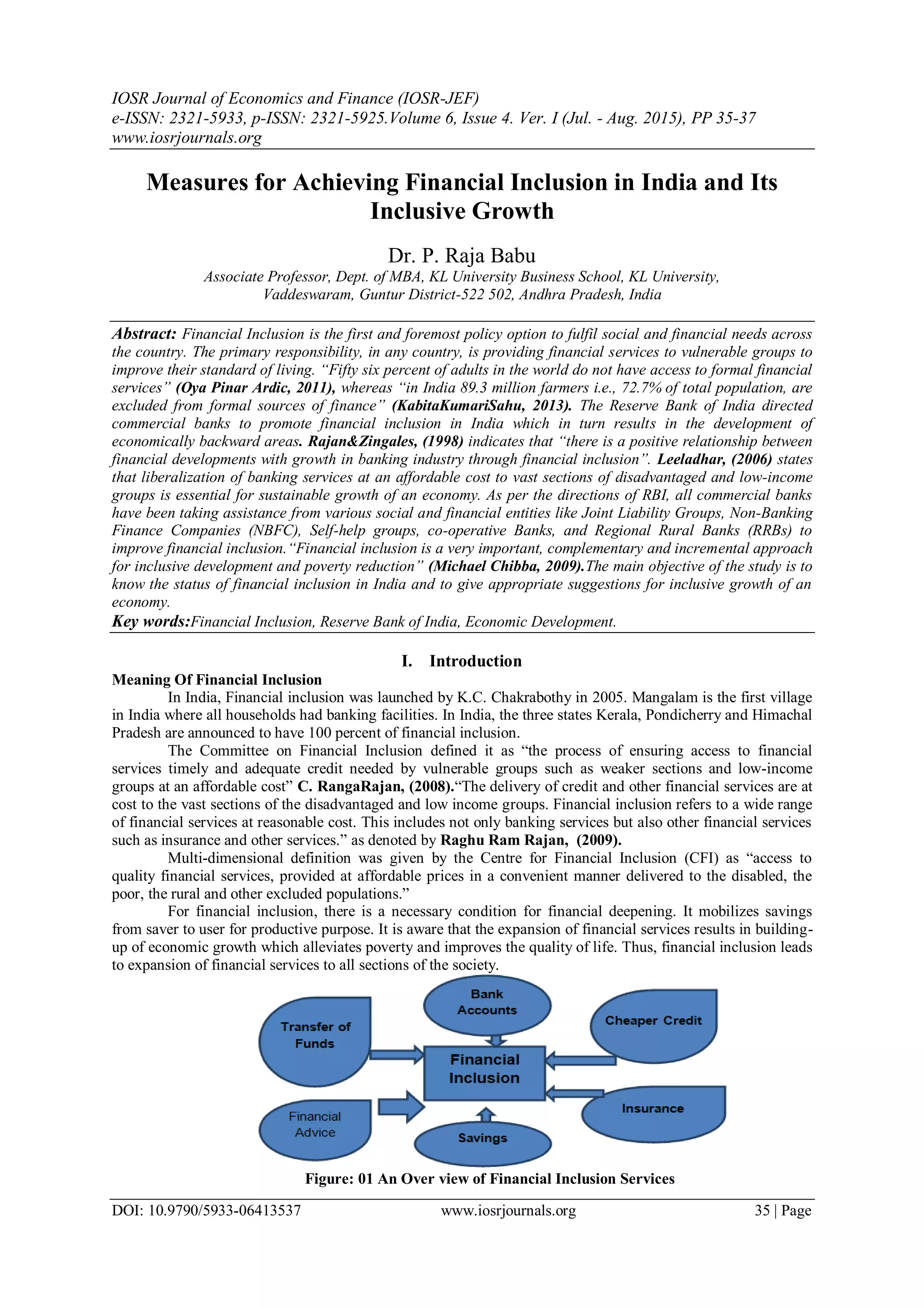 Measures for Achieving Financial Inclusion in India and Its Inclusive ...