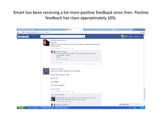 Kmart has been receiving a lot more positive feedback since then. Positive
feedback has risen approximately 10%.
 