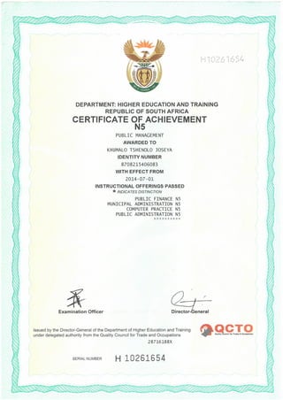 Academic certificates