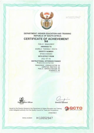 Academic certificates