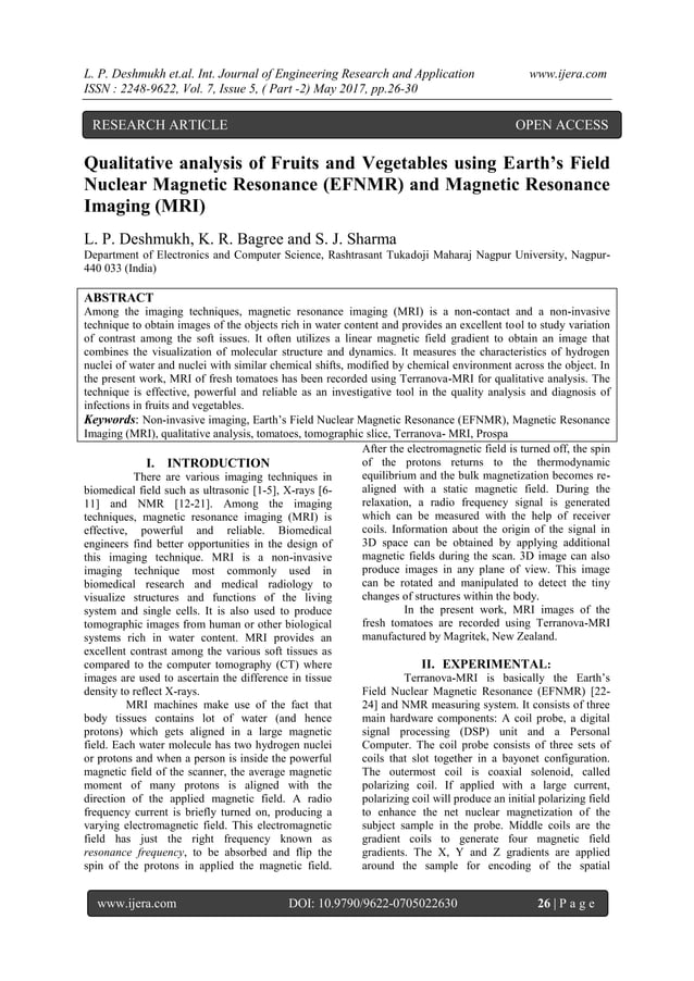 Qualitative analysis of Fruits and Vegetables using Earth’s Field