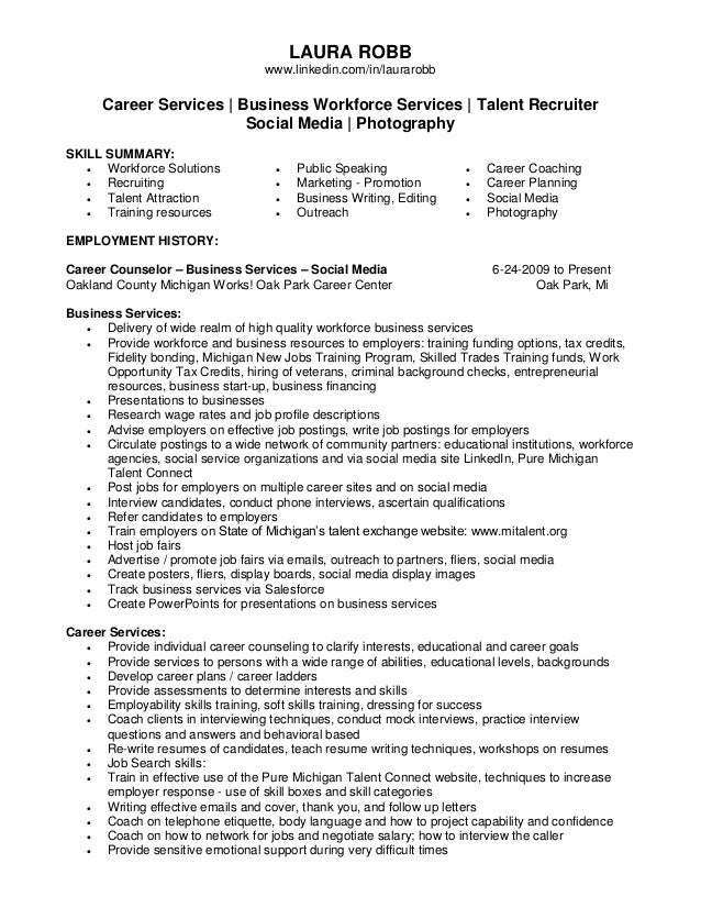 resume of laura d robb linkedin michigan works oak park
