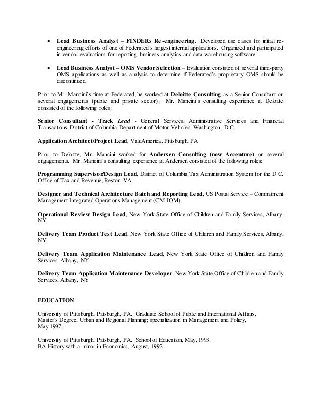 lead business analyst resumes