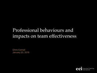 Professional behaviours and
impacts on team effectiveness
Chris Corneil
January 20, 2016
 