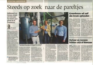 Artikel Stichting Greenhouse Gelderlander 11 augustus 2014