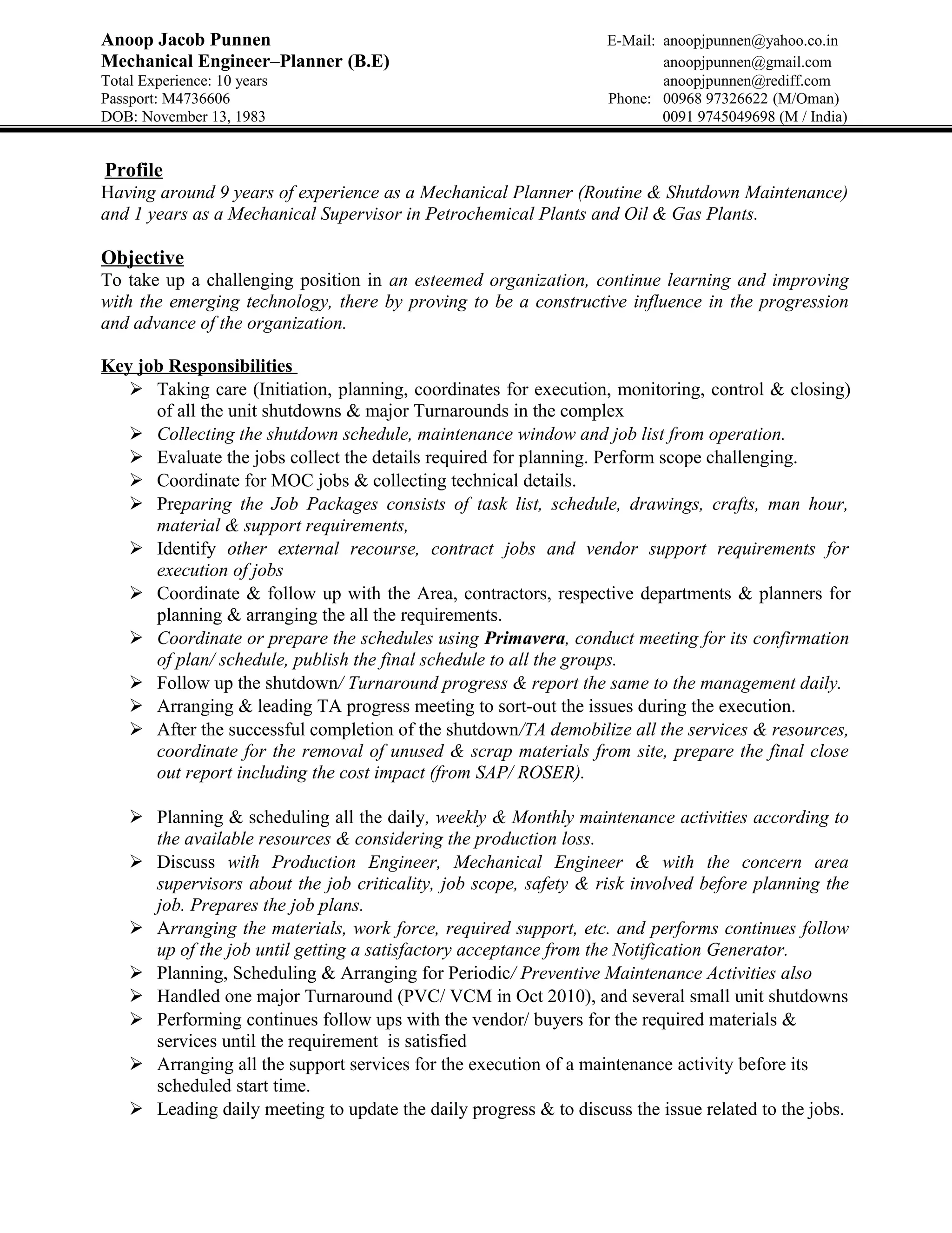 CV of Planning Engineer15 PDF