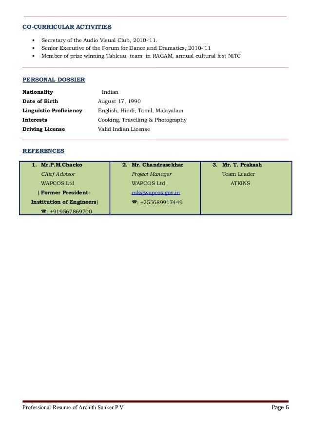 resume archith sanker atkins civil engineers resume