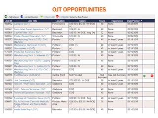 OJT OPPORTUNITIES
 
