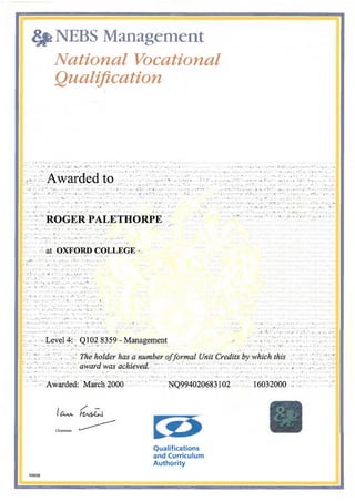 Certificate in Management level 4