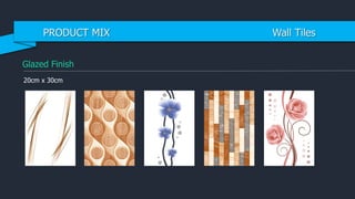 Glazed Finish
20cm x 30cm
PRODUCT MIX Wall Tiles
 
