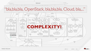 ( slide ) previous | next
“bla,bla,bla, OpenStack, bla,bla,bla, Cloud, bla,...”
8
COMPLEXITY!
 