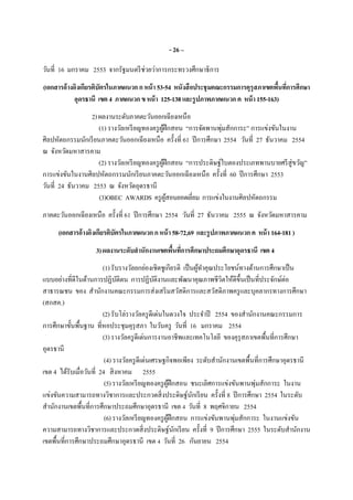 - 26 –
วันที 16 มกราคม 2553 จากรัฐมนตรีช่วยว่าการกระทรวงศึกษาธิการ
(เอกสารอ้างอิงเกียรติบัตรในภาคผนวกกหน้า53-54 หนังสือประชุมคณะกรรมการคุรุสภาเขตพืนทีการศึกษา
อุดรธานี เขต4 ภาคผนวกขหน้า 125-138และรูปภาพภาคผนวกค หน้า155-163)
2)ผลงานระดับภาคตะวันออกเฉียงเหนือ
(1) รางวัลเหรียญทองครูผู้ฝึกสอน “การจัดพานพุ่มสักการะ” การแข่งขันในงาน
ศิลปหัตถกรรมนักเรียนภาคตะวันออกเฉียงเหนือ ครังที 61 ปีการศึกษา 2554 วันที 27 ธันวาคม 2554
ณ จังหวัดมหาสารคาม
(2) รางวัลเหรียญทองครูผู้ฝึกสอน “การประดิษฐ์ใบตองประเภทพานบายศรีสู่ขวัญ”
การแข่งขันในงานศิลปหัตถกรรมนักเรียนภาคตะวันออกเฉียงเหนือ ครังที 60 ปีการศึกษา 2553
วันที 24 ธันวาคม 2553 ณ จังหวัดอุดรธานี
(3)OBEC AWARDS ครูผู้สอนยอดเยียม การแข่งในงานศิลปหัตถกรรม
ภาคตะวันออกเฉียงเหนือ ครังที 61 ปีการศึกษา 2554 วันที 27 ธันวาคม 2555 ณ จังหวัดมหาสารคาม
(เอกสารอ้างอิงเกียรติบัตรในภาคผนวกกหน้า58-72,69 และรูปภาพภาคผนวกค หน้า 164-181)
3)ผลงานระดับสํานักงานเขตพืนทีการศึกษาประถมศึกษาอุดรธานี เขต 4
(1)รับรางวัลยกย่องเชิดชูเกียรติ เป็นผู้ทําคุณประโยชน์ทางด้านการศึกษาเป็น
แบบอย่างทีดีในด้านการปฏิบัติตน การปฏิบัติงานและพัฒนาคุณภาพชีวิตให้ดีขึนเป็นทีประจักษ์ต่อ
สาธารณชน ของ สํานักงานคณะกรรมการส่งเสริมสวัสดิการและสวัสดิภาพครูและบุคลากรทางการศึกษา
(สกสค.)
(2)รับโล่รางวัลครูดีเด่นในดวงใจ ประจําปี 2554 ของสํานักงานคณะกรรมการ
การศึกษาขันพืนฐาน ทีหอประชุมคุรุสภา ในวันครู วันที 16 มกราคม 2554
(3)รางวัลครูดีเด่นการงานอาชีพและเทคโนโลยี ของคุรุสภาเขตพืนทีการศึกษา
อุดรธานี
(4) รางวัลครูดีเด่นเศรษฐกิจพอเพียง ระดับสํานักงานเขตพืนทีการศึกษาอุดรธานี
เขต 4 ได้รับเมือวันที 24 สิงหาคม 2555
(5)รางวัลเหรียญทองครูผู้ฝึกสอน ชนะเลิศการแข่งขันพานพุ่มสักการะ ในงาน
แข่งขันความสามารถทางวิชาการและประกวดสิงประดิษฐ์นักเรียน ครังที 8 ปีการศึกษา 2554 ในระดับ
สํานักงานเขตพืนทีการศึกษาประถมศึกษาอุดรธานี เขต 4 วันที 8 พฤศจิกายน 2554
(6)รางวัลเหรียญทองครูผู้ฝึกสอน การแข่งขันพานพุ่มสักการะ ในงานแข่งขัน
ความสามารถทางวิชาการและประกวดสิงประดิษฐ์นักเรียน ครังที 9 ปีการศึกษา 2555 ในระดับสํานักงาน
เขตพืนทีการศึกษาประถมศึกษาอุดรธานี เขต 4 วันที 26 กันยายน 2554
 