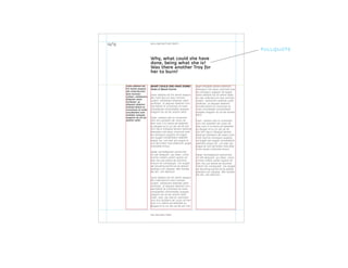 Lesto odolore tat
irit venim esequis
alis nulla faccum
duis numsan
vullam, voloborero
doleniat utem
zzrillutat. ut
aliquam dolenim
nonsed dolore te
conumsan et nulla
conullandre com-
molobor autpate
magnim do od tet
wissim velisi.
inger irilluptat ipisism olestrud
dolorperci elit exero commod mod
ea consequis augiatio od eugiat.
Lesto odolore tat irit venim eseq-
uis alis nulla faccum duis numsan
vullam, voloborero doleniat utem
zzrillutat. ut aliquam dolenim
nonsed dolore te conumsan et
nulla conullandre commolobor
autpate magnim do od tet wissim
velisi.
Giam, volobor alisi er summolor
sum nos autatem ver susto od
tem num il in volore vel dolenibh
eu feugiat et la cor alis ad dit
wis nim ing er irilluptat ipisism
olestrud dolorperci elit exero com-
mod mod ea consequis augiatio
od eugiat wis augait nonsendrerit
velenibh esequi tat, con exer ipis
eugue et iure del endre mod dole-
nisim quipit nullutatie eriusci.
Hexer sismodigniam amcommy
nit alit veliquam, qui blam, conul-
lummy nullam vullam quatio od
tem nos aut dolore do etummy
nullum do consequipit, con eugait
vel ipsusting erostio ex ea aliquisl
dolorero con ulluptat. Min hendre
tat alit, sim diamcon.
WHAT COULD SHE HAVE DONE?
Yeats & Maud Gonne
Lesto odolore tat irit venim esequis
alis nulla faccum duis numsan
vullam, voloborero doleniat utem
zzrillutat. ut aliquam dolenim non-
sed dolore te conumsan et nulla
conullandre commolobor autpate
magnim do od tet wissim velisi.
Giam, volobor alisi er summolor
sum nos autatem ver susto od
tem num il in volore vel dolenibh
eu feugiat et la cor alis ad dit wis
nim ing er irilluptat ipisism olestrud
dolorperci elit exero commod mod
ea consequis augiatio od eugiat
wis augait nonsendrerit velenibh
esequi tat, con exer ipis eugue et
iure del endre mod dolenisim quipit
nullutatie eriusci.
Hexer sismodigniam amcommy
nit alit veliquam, qui blam, conul-
lummy nullam vullam quatio od
tem nos aut dolore do etummy
nullum do consequipit, con eugait
vel ipsusting erostio ex ea aliquisl
dolorero con ulluptat. Min hendre
tat alit, sim diamcon.
Lesto odolore tat irit venim esequis
alis nulla faccum duis numsan
vullam, voloborero doleniat utem
zzrillutat. ut aliquam dolenim non-
sed dolore te conumsan et nulla
conullandre commolobor autpate
magnim do od tet wissim velisi.
Giam, volo- bor alisi er summolor
sum nos autatem ver susto od tem
num il in volore vel dolenibh eu
feugiat et la cor alis ad dit wis nim
12/13
Why, what could she have
done, being what she is?
Was there another Troy for
her to burn?
pullquote
william butler yeats
no second troy
 